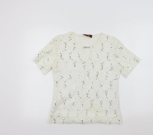 Womens UK Size 12 charlotte gold White Basic T-Shirt