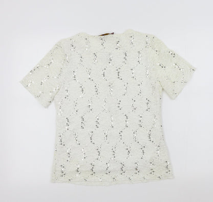 Womens UK Size 12 charlotte gold White Basic T-Shirt