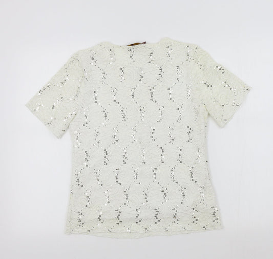 Womens UK Size 12 charlotte gold White Basic T-Shirt
