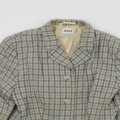 Mexx Womens Brown Geometric  Jacket Blazer Size 14