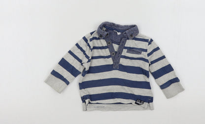 F&F Boys Blue Striped  Basic T-Shirt Size 3-6 Months