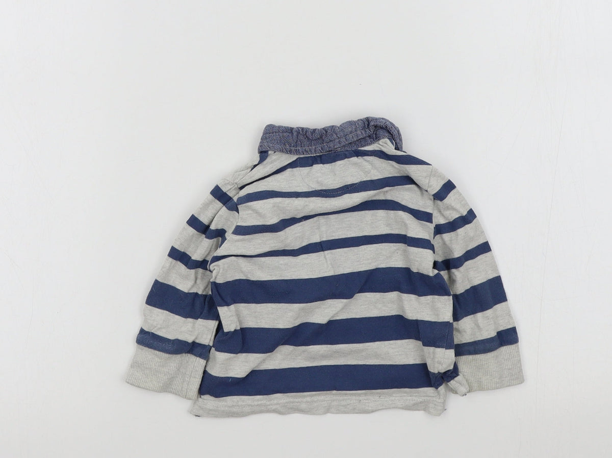 F&F Boys Blue Striped  Basic T-Shirt Size 3-6 Months