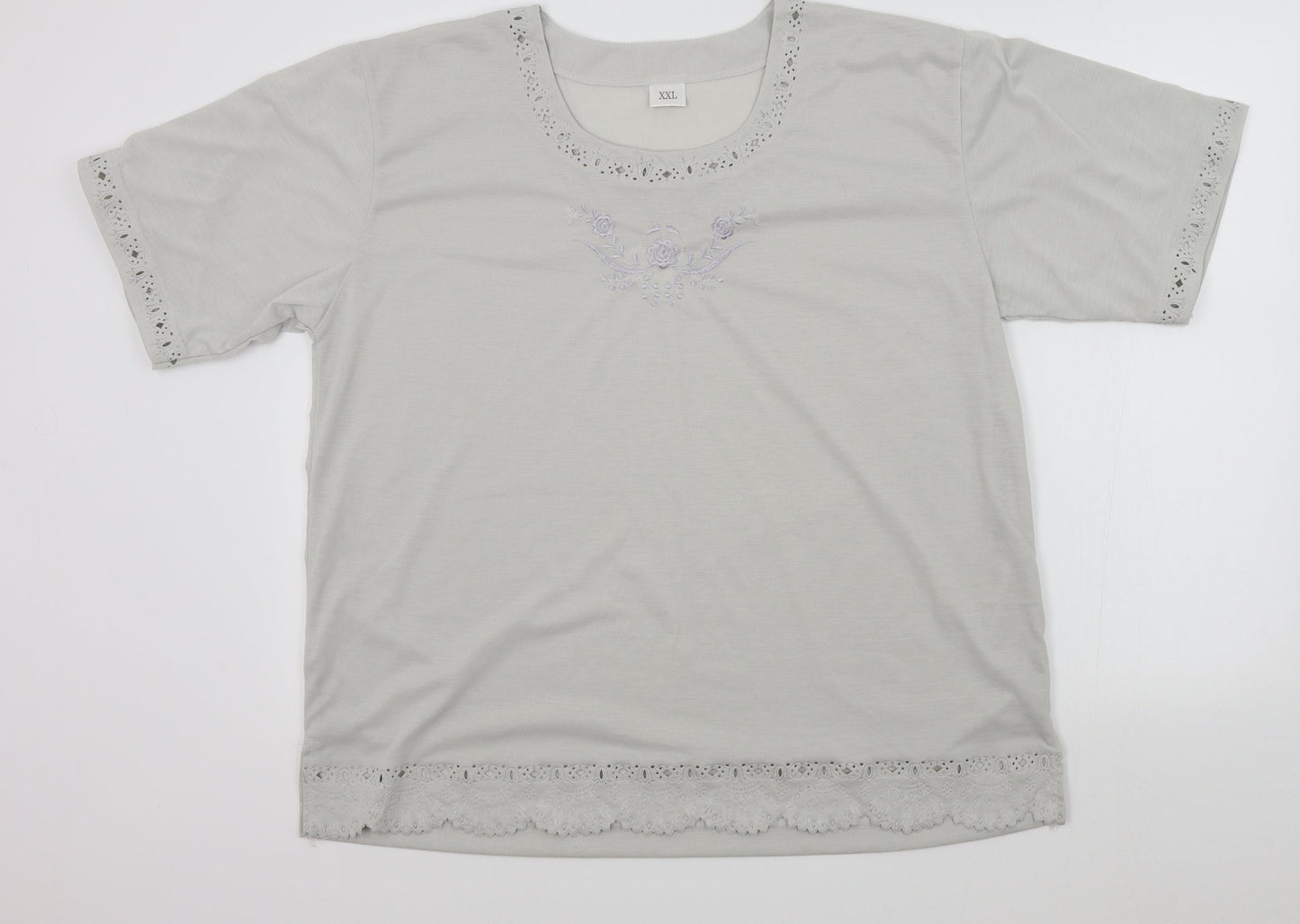 Womens UK Size 2XL Preworn Grey Basic T-Shirt