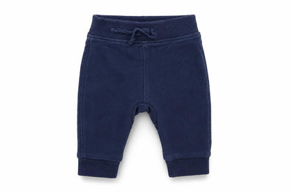 Front view of Asda George boys’ blue jogger trousers, size 0-3, months