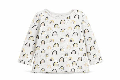 Asda George Girls White Geometric  Basic T-Shirt Size 9-12 Months