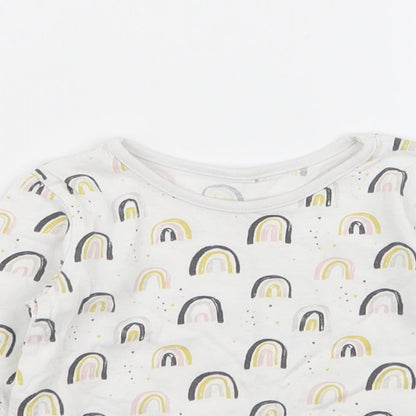 Asda George Girls White Geometric  Basic T-Shirt Size 9-12 Months
