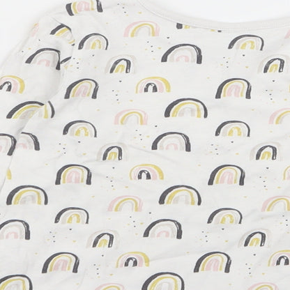 Asda George Girls White Geometric  Basic T-Shirt Size 9-12 Months