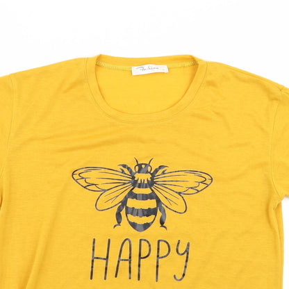 Womens UK Size S Fashion Yellow Basic T-Shirt