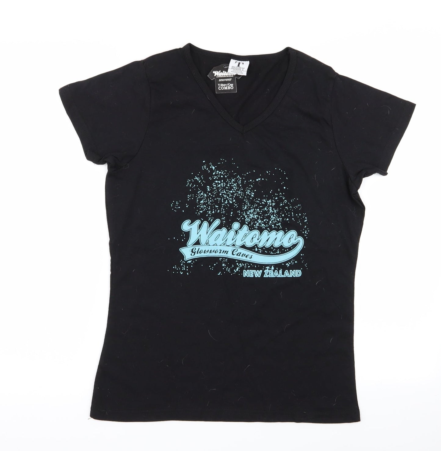 waitomo Womens Black Geometric  Basic T-Shirt Size M