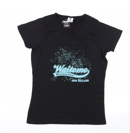 waitomo Womens Black Geometric  Basic T-Shirt Size M