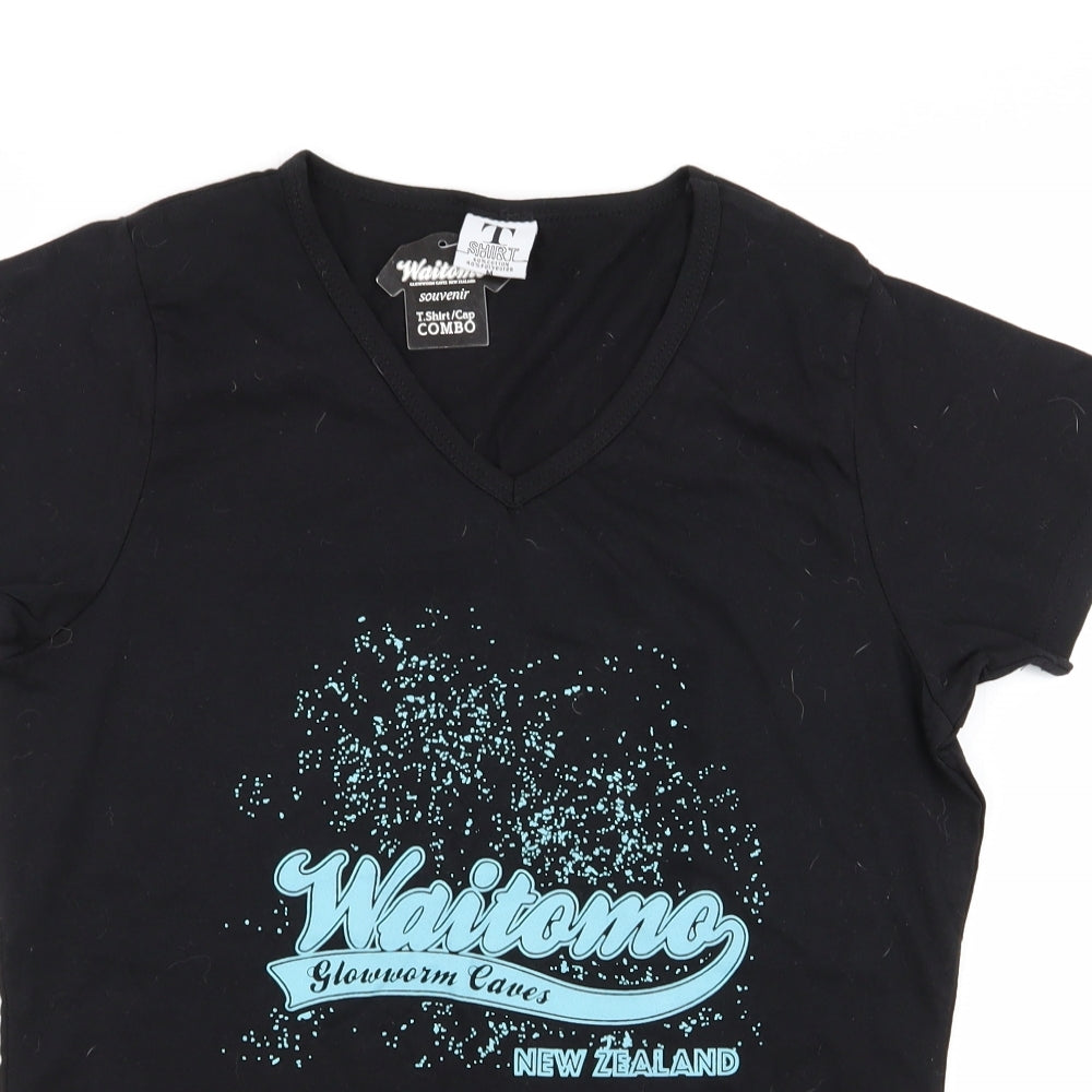 waitomo Womens Black Geometric  Basic T-Shirt Size M