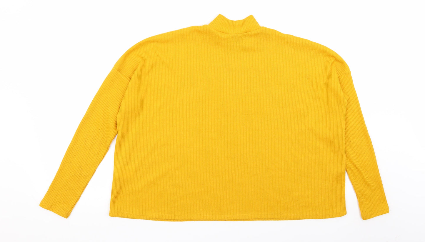 Womens UK Size S Divided by H&M Yellow Basic T-Shirt