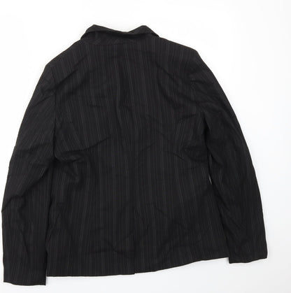 Sasha Womens Black Striped  Jacket Blazer Size 16