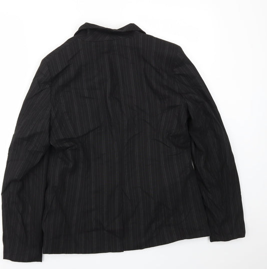 Sasha Womens Black Striped  Jacket Blazer Size 16