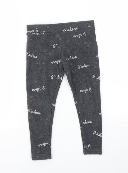 Primark Girls Grey Geometric  Capri Trousers Size 4-5 Years