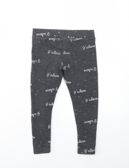 Primark Girls Grey Geometric  Capri Trousers Size 4-5 Years