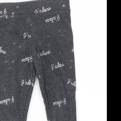 Primark Girls Grey Geometric  Capri Trousers Size 4-5 Years