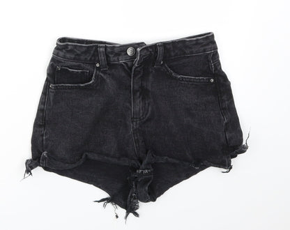 DENIM &CO Womens Black   Cut-Off Shorts Size 8
