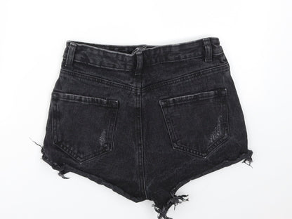 DENIM &CO Womens Black   Cut-Off Shorts Size 8