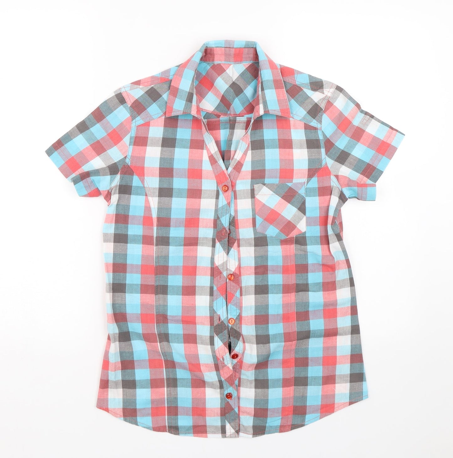 Preworn Womens Blue Check  Basic Button-Up Size S
