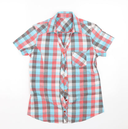 Preworn Womens Blue Check  Basic Button-Up Size S