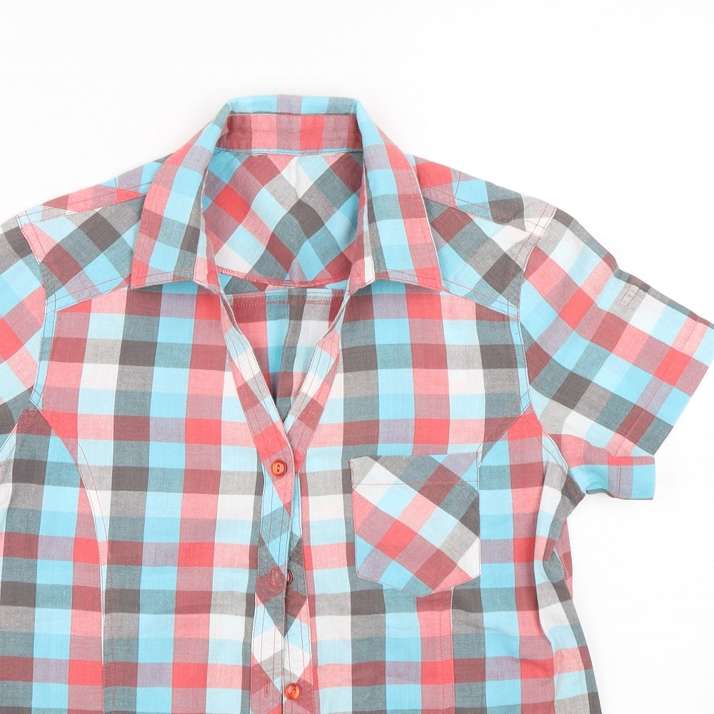 Preworn Womens Blue Check  Basic Button-Up Size S