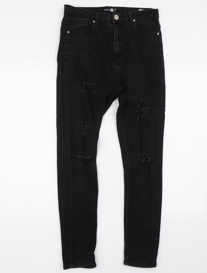Boohoo Womens Black  Denim Skinny Jeans Size 10 L26 in