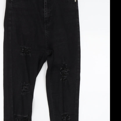 Boohoo Womens Black  Denim Skinny Jeans Size 10 L26 in