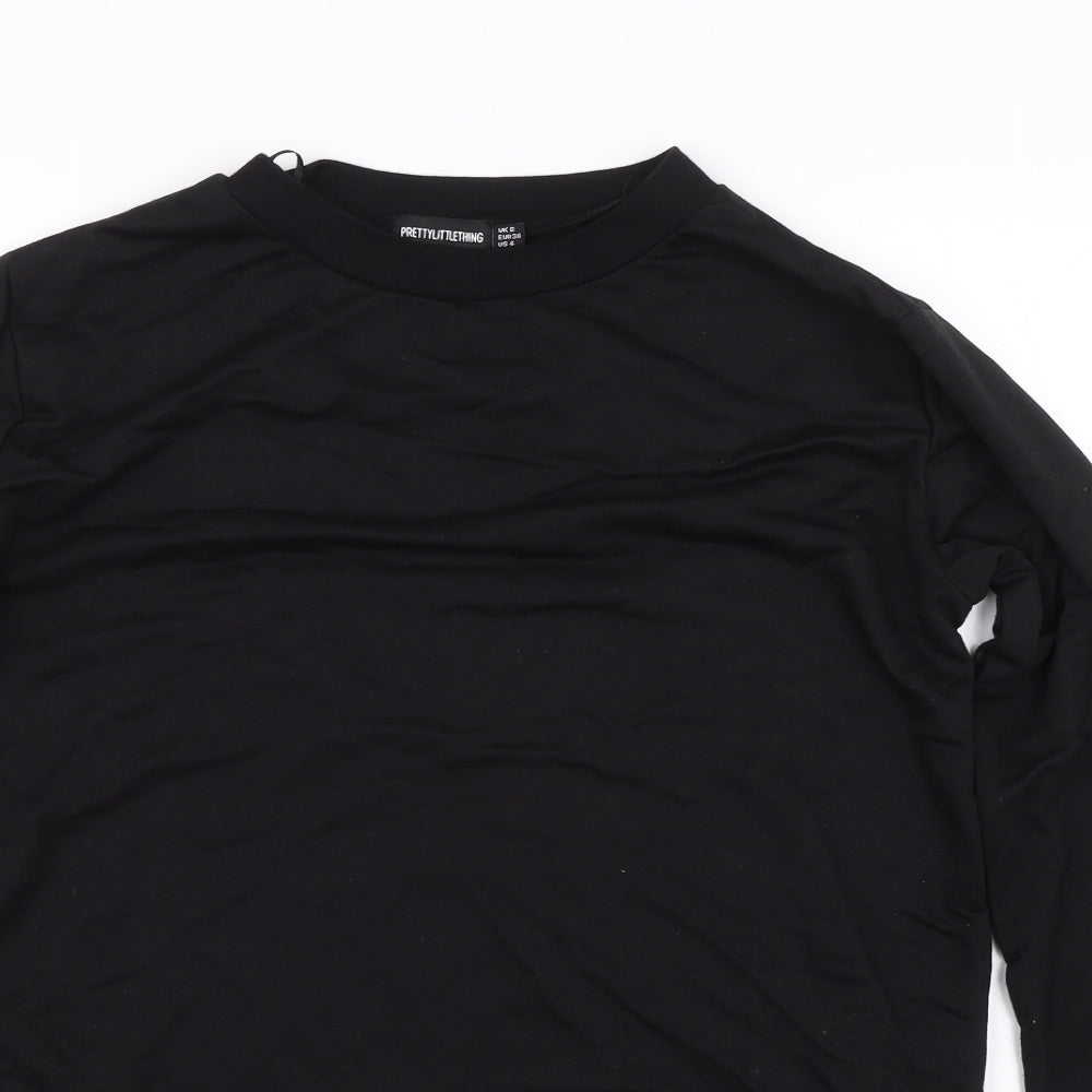 Womens UK Size 8 PRETTYLITTLETHING Black Basic T-Shirt