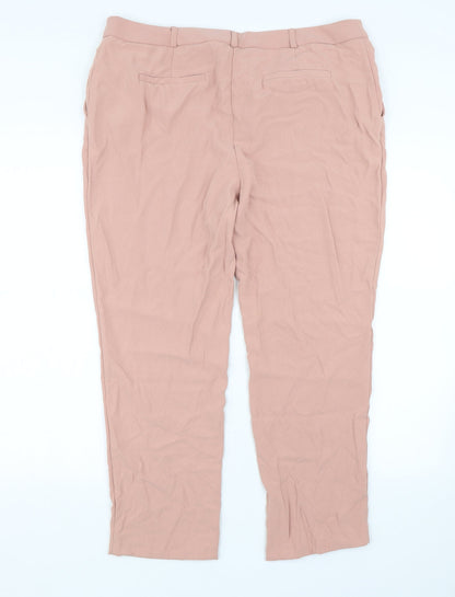 Womens UK Size 14 M&Co Regular Fit  Pink Trousers