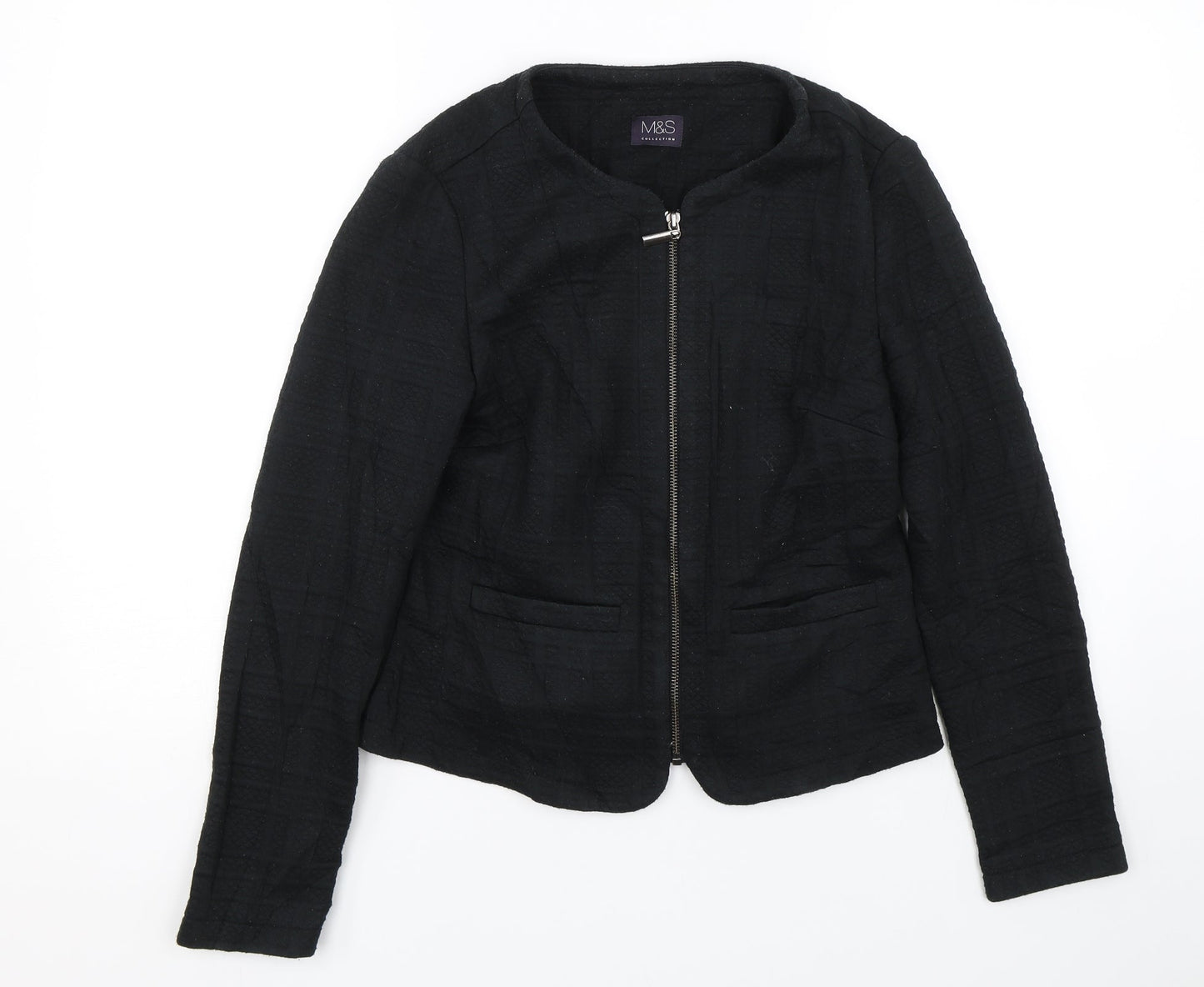 Womens UK Size 10 M&S Black Full Zip Jumper