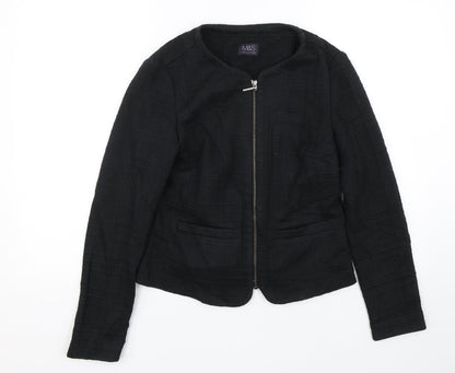 Womens UK Size 10 M&S Black Full Zip Jumper