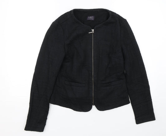 Womens UK Size 10 M&S Black Full Zip Jumper