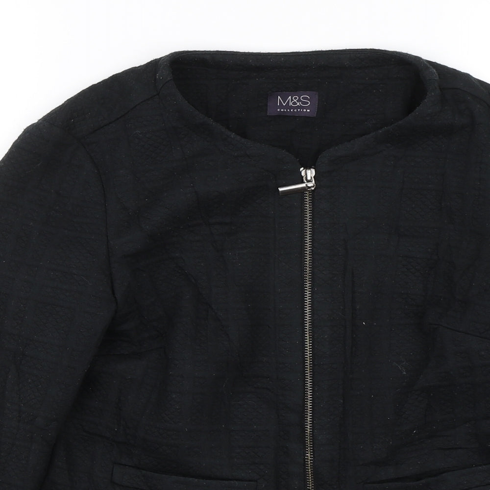Womens UK Size 10 M&S Black Full Zip Jumper