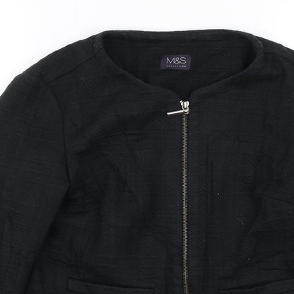 Womens UK Size 10 M&S Black Full Zip Jumper