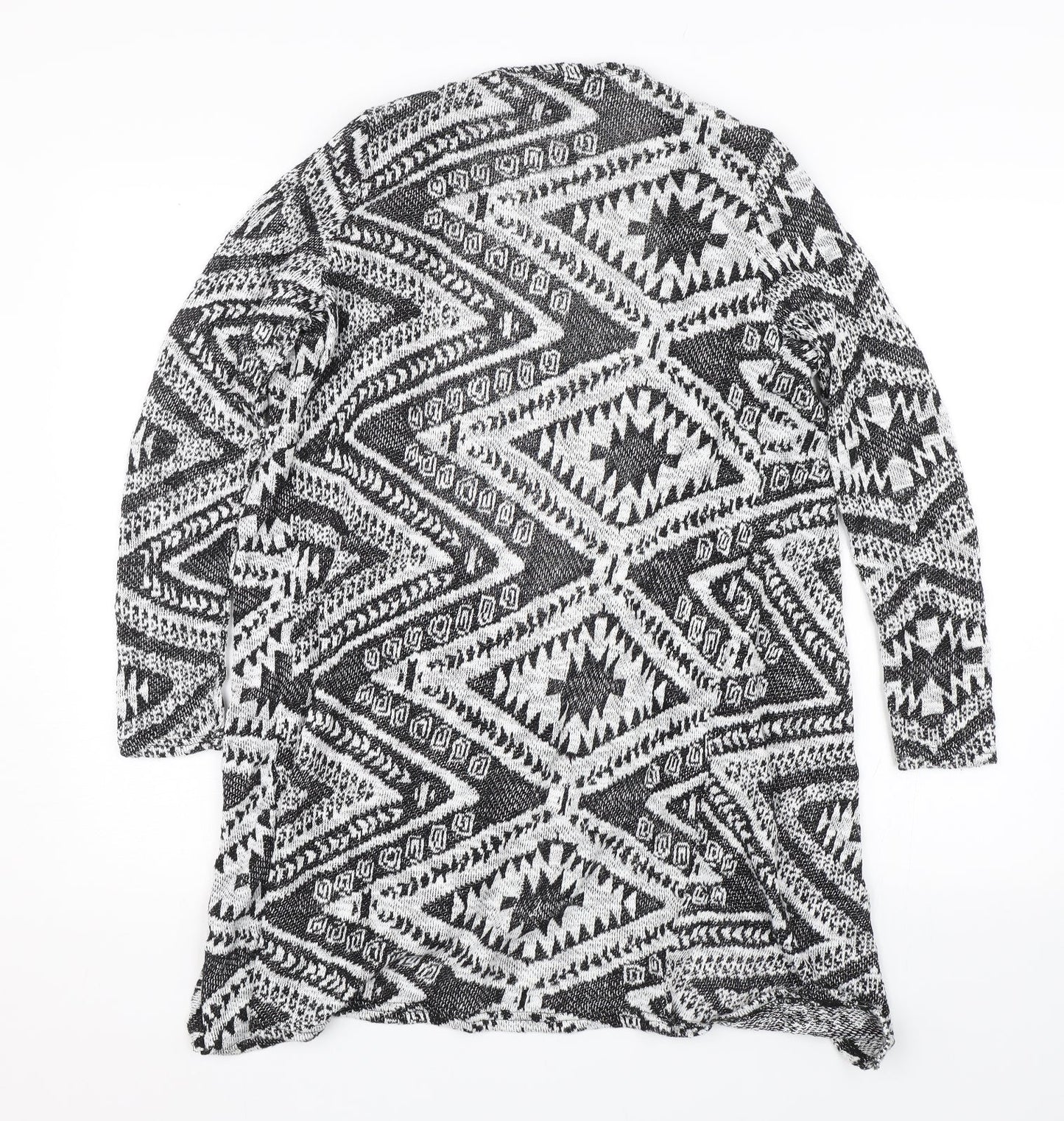 Primark Womens Black Argyle/Diamond  Cardigan Jumper Size 8