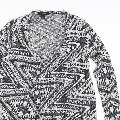 Primark Womens Black Argyle/Diamond  Cardigan Jumper Size 8