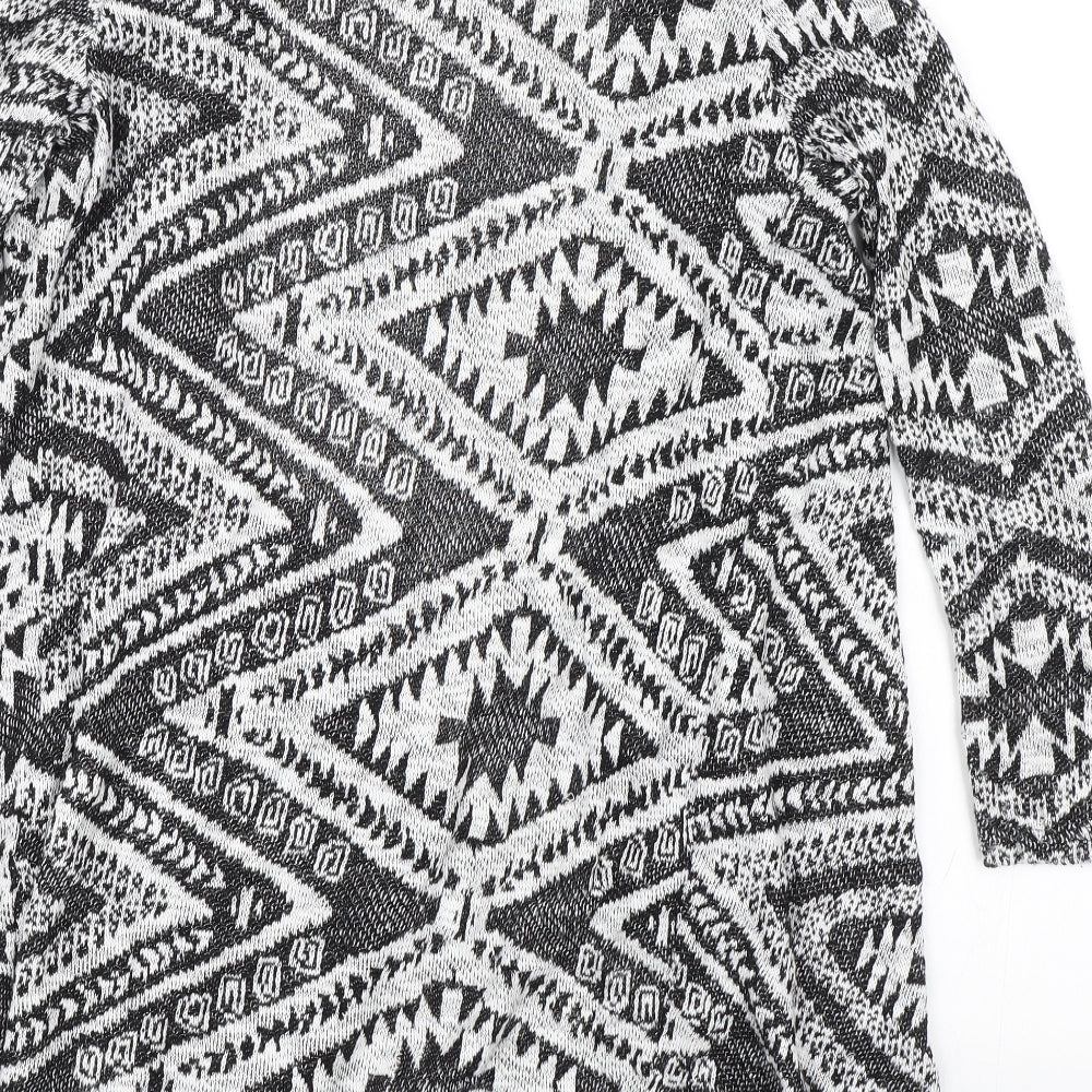 Primark Womens Black Argyle/Diamond  Cardigan Jumper Size 8