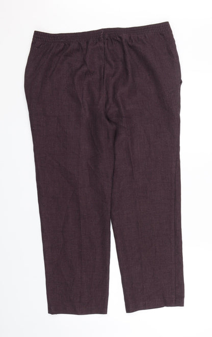 M&S Womens Purple Herringbone  Cropped Trousers Size 16 L25 in