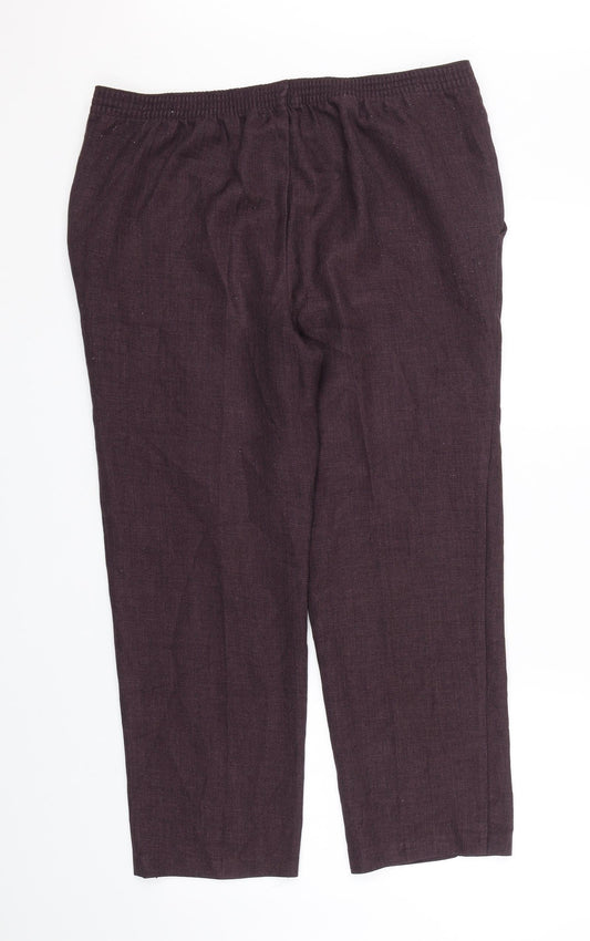M&S Womens Purple Herringbone  Cropped Trousers Size 16 L25 in