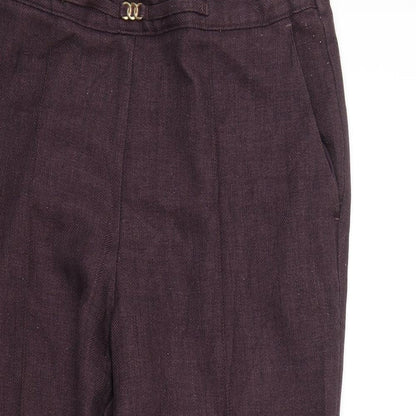 M&S Womens Purple Herringbone  Cropped Trousers Size 16 L25 in