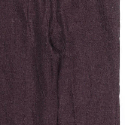 M&S Womens Purple Herringbone  Cropped Trousers Size 16 L25 in