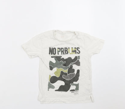 NEXT Boys White   Basic T-Shirt Size 4 Years  - Camo detail