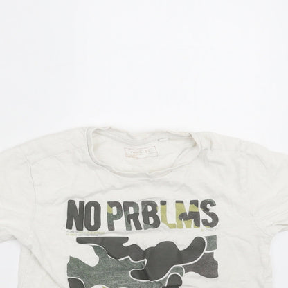 NEXT Boys White   Basic T-Shirt Size 4 Years  - Camo detail