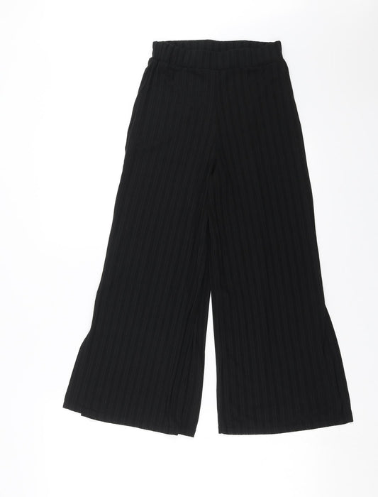 Womens UK Size 8 Boohoo Regular Fit Cropped Black Trousers