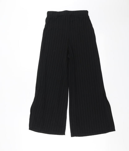 Womens UK Size 8 Boohoo Regular Fit Cropped Black Trousers