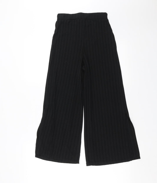 Womens UK Size 8 Boohoo Regular Fit Cropped Black Trousers