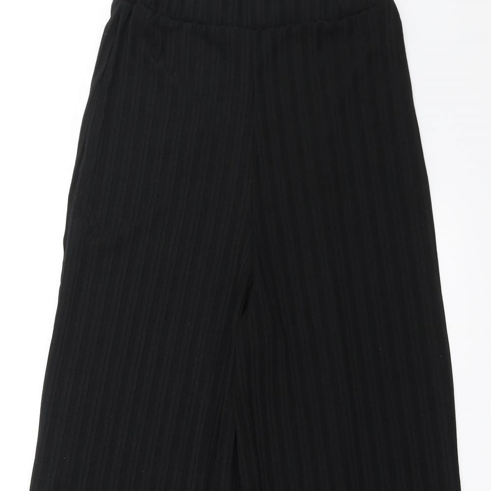 Womens UK Size 8 Boohoo Regular Fit Cropped Black Trousers