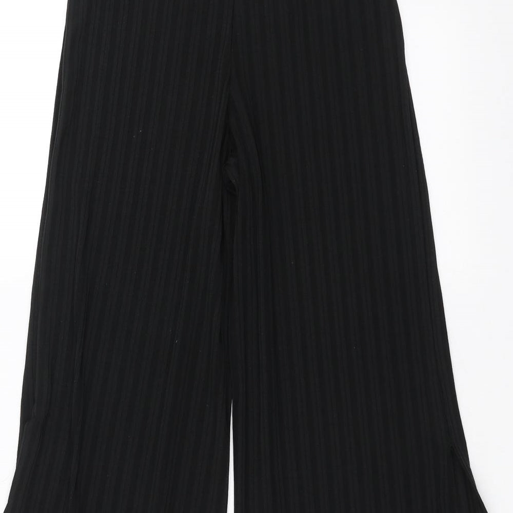 Womens UK Size 8 Boohoo Regular Fit Cropped Black Trousers