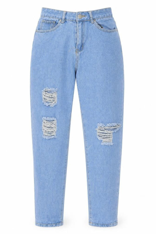 Womens UK Size 10 Boohoo Regular Fit Mom Blue Jeans